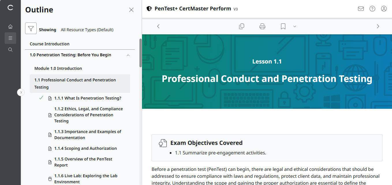 CertMaster Perform for PenTest+ PT0-003 (3 Month Access) (🛒Special Offer)